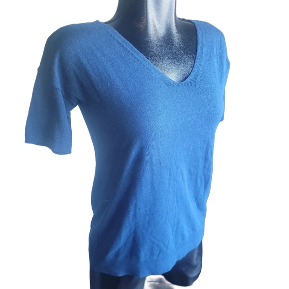 Banana Republic Blue V Neck Short Sleeve Top XS - Picture 3 of 7